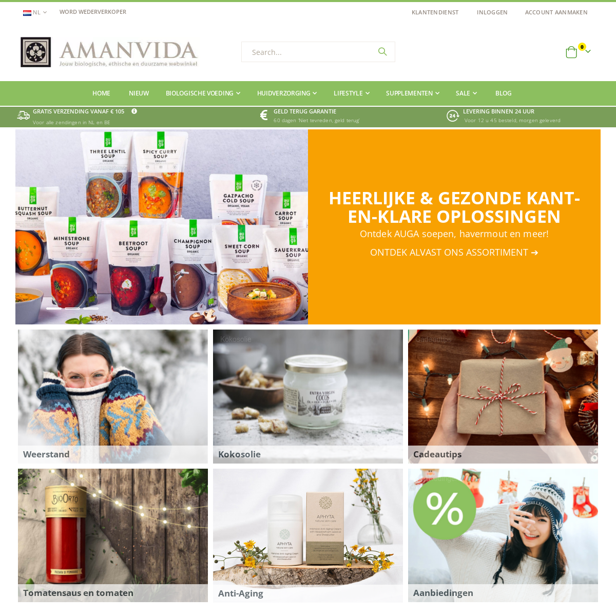 AMANVIDA | jouw biologische, ethische en duurzame webwinkel homepage