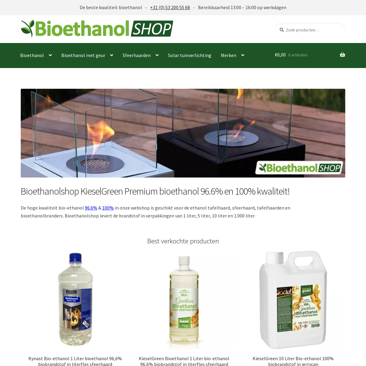 Bioethanolshop.nl homepage